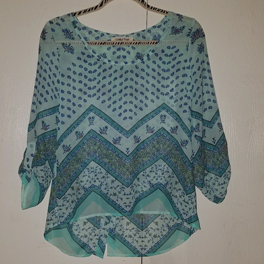 BLUE BLOUSE WITH VARIOUS DESIGNS